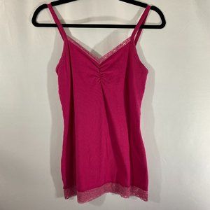 BKE Women's Pink Tank Top with Lace Trim